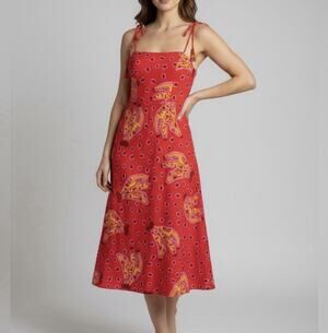 House Of Harlow 1960 Tiki Banana Dress Open Back Tropical Summer Wedding Guest